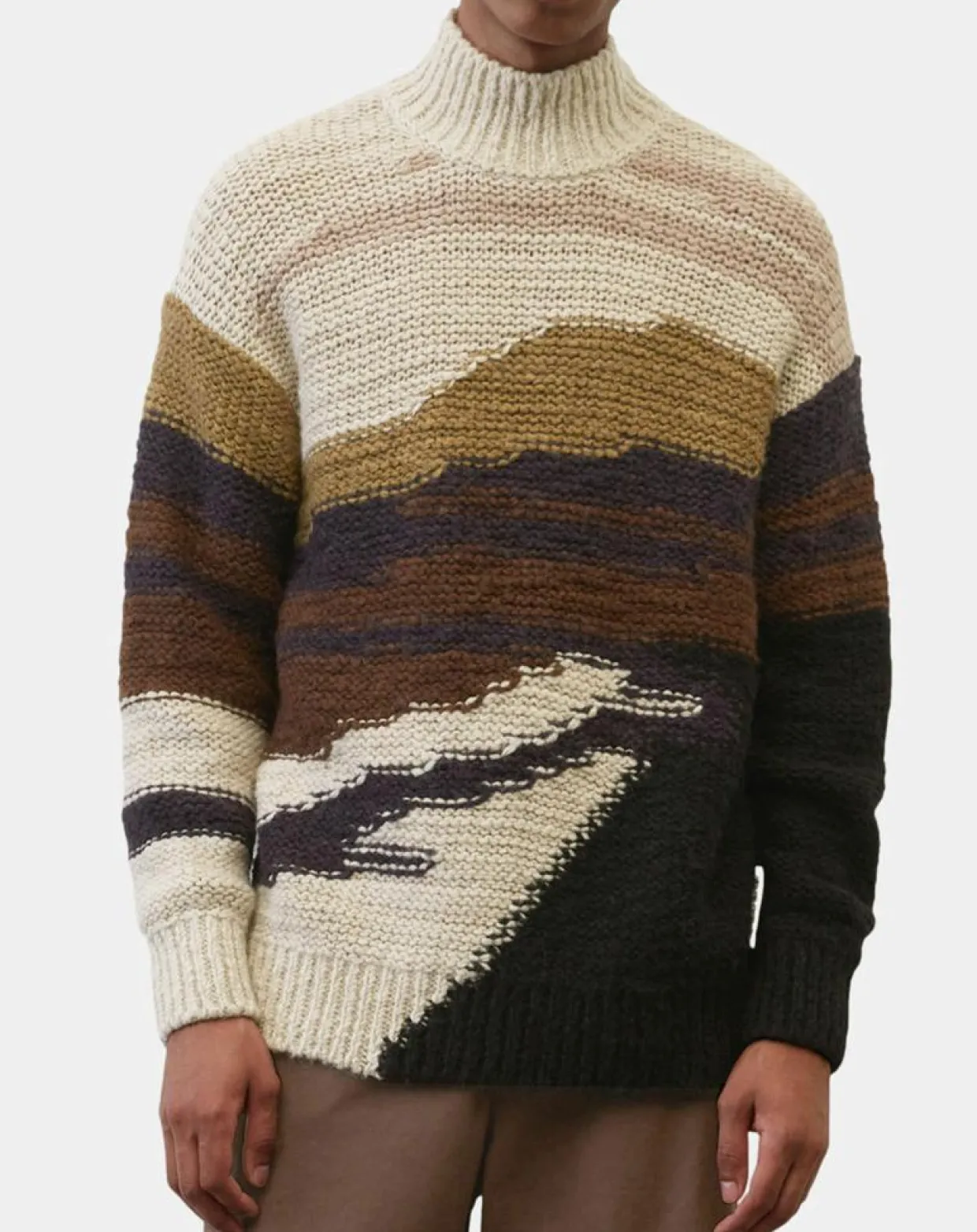Homme Marc O'Polo Pulls^Pull en Laine & Alpaga mélangés jacquard Paysage chocolat