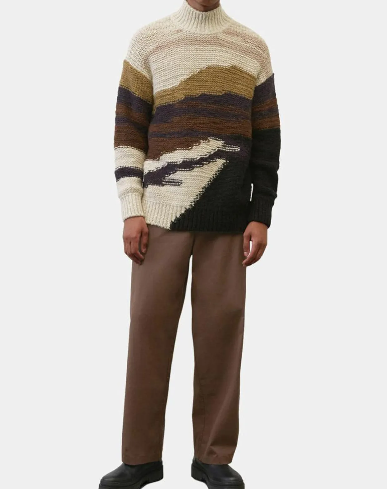 Homme Marc O'Polo Pulls^Pull en Laine & Alpaga mélangés jacquard Paysage chocolat