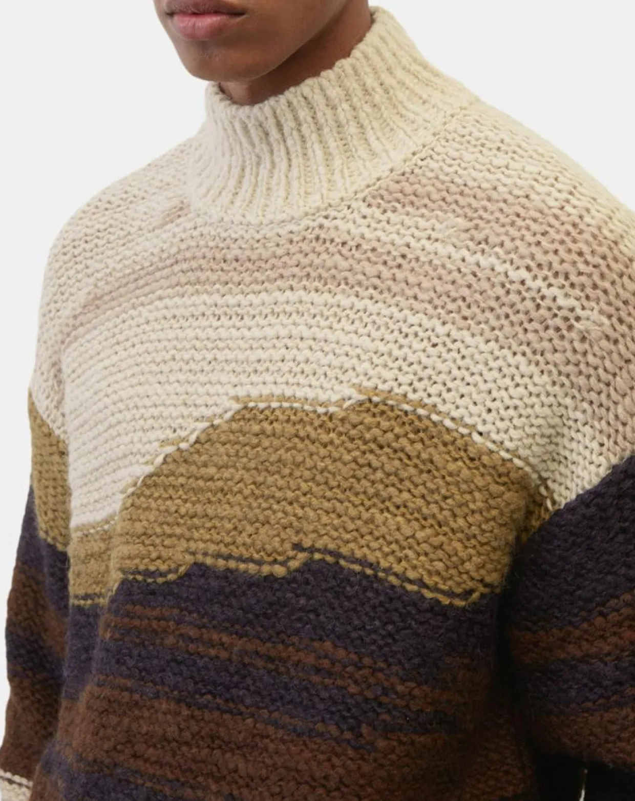 Homme Marc O'Polo Pulls^Pull en Laine & Alpaga mélangés jacquard Paysage chocolat