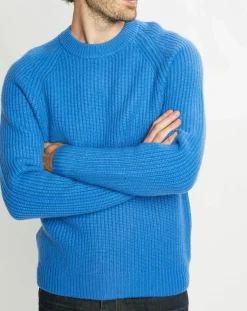 Pull en Laine & Cachemire Noterond col rond bleu-Galeries Lafayette Discount