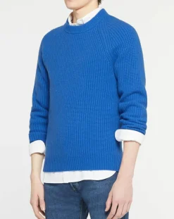 Pull en Laine & Cachemire Noterond col rond bleu-Galeries Lafayette Discount