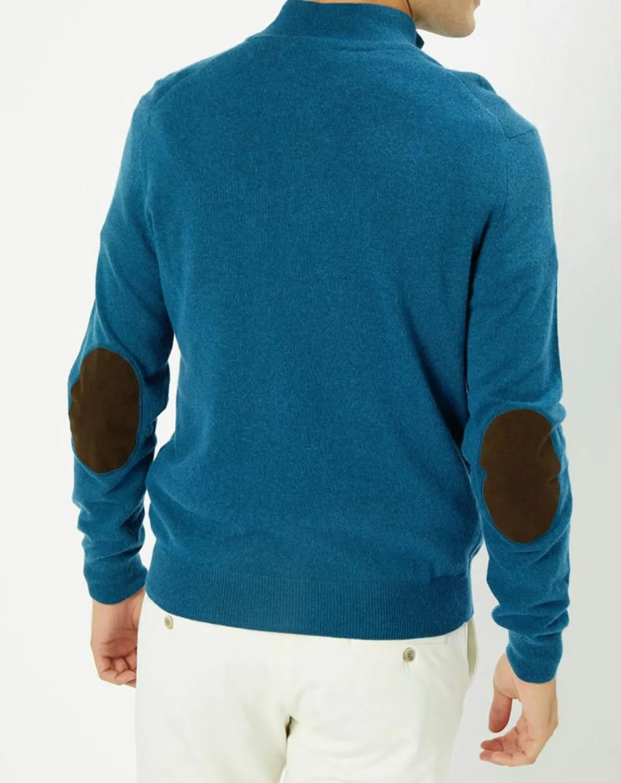 Pull en Laine & Cachemire mélangés 1/2 zip bleu clair-Hackett London Online