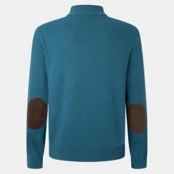 Pull en Laine & Cachemire mélangés 1/2 zip bleu clair-Hackett London Online