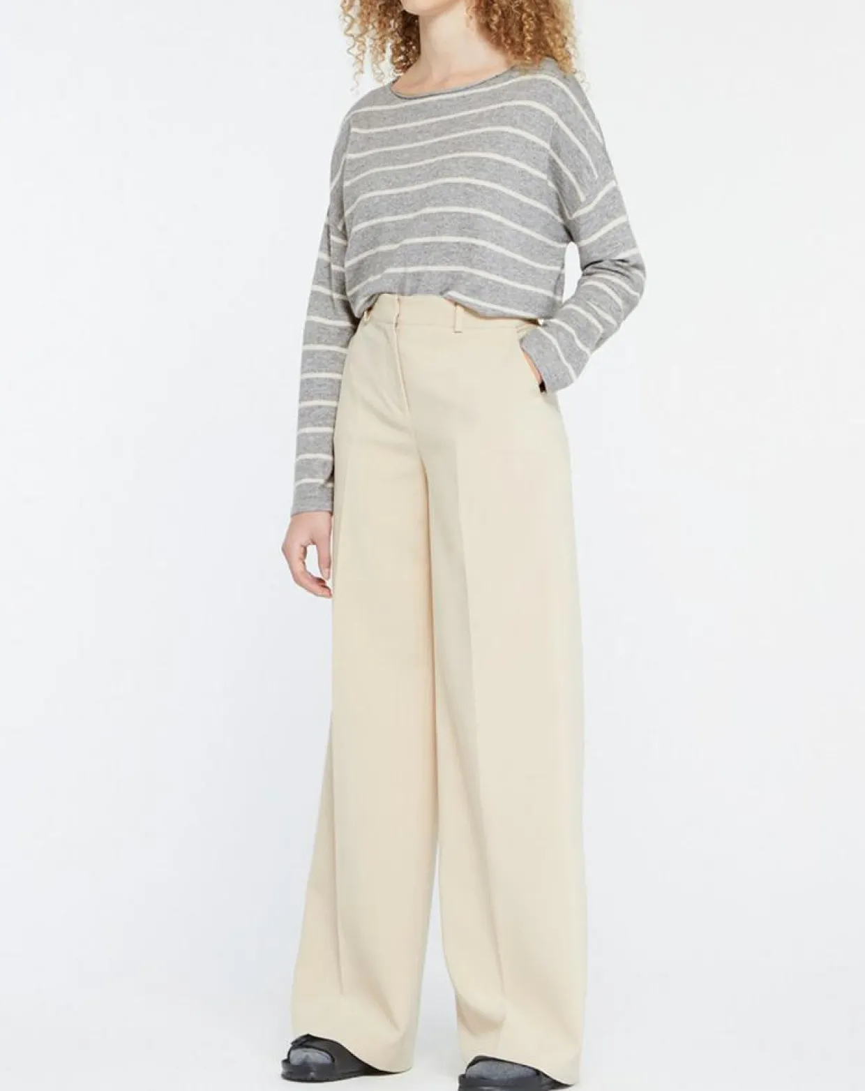 Femme Yerse Pulls^Pull en Laine & Cachemire mélangé Julianne à rayures gris/blanc