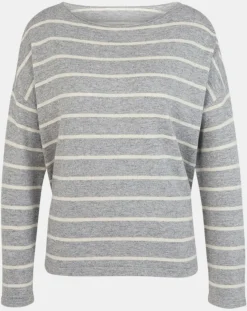 Femme Yerse Pulls^Pull en Laine & Cachemire mélangé Julianne à rayures gris/blanc