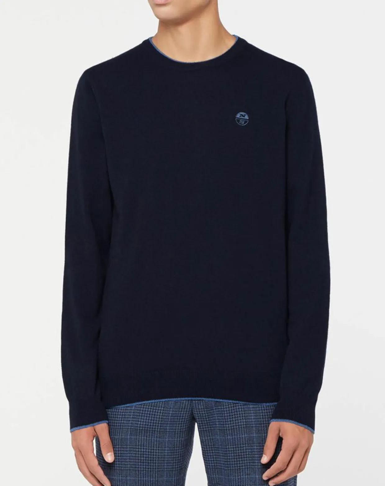 Pull en Laine & Cachemire mélangés col rond bleu marine-North Sails Outlet