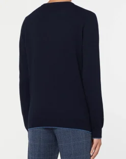 Pull en Laine & Cachemire mélangés col rond bleu marine-North Sails Outlet