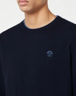 Pull en Laine & Cachemire mélangés col rond bleu marine-North Sails Outlet