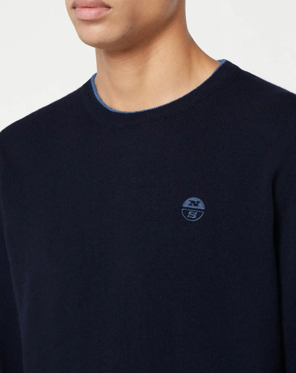 Pull en Laine & Cachemire mélangés col rond bleu marine-North Sails Outlet