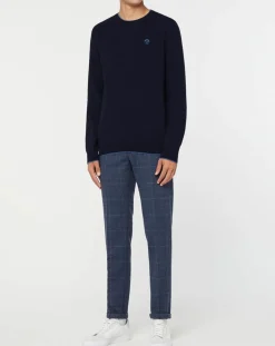 Pull en Laine & Cachemire mélangés col rond bleu marine-North Sails Outlet