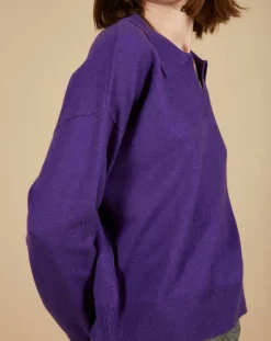 Femme Cashmere Tribu Pulls^Pull en Laine & Cachemire Paloma col polo aubergine