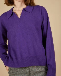 Femme Cashmere Tribu Pulls^Pull en Laine & Cachemire Paloma col polo aubergine