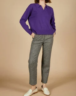 Femme Cashmere Tribu Pulls^Pull en Laine & Cachemire Paloma col polo aubergine