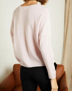 Pull en Laine & Cachemire Clémence Col rond rose poudré-Miss Cashmere Best