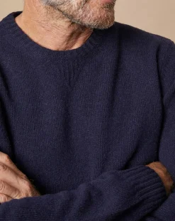 Homme Oscar et Louise Pulls^Pull en Laine & Cachemire Georges col rond bleu marine