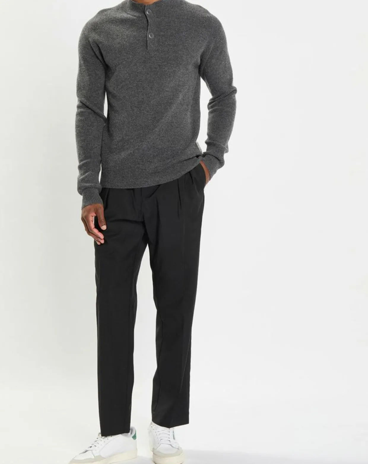 Homme Marc O'Polo Pulls^Pull en Laine & Coton à boutons gris