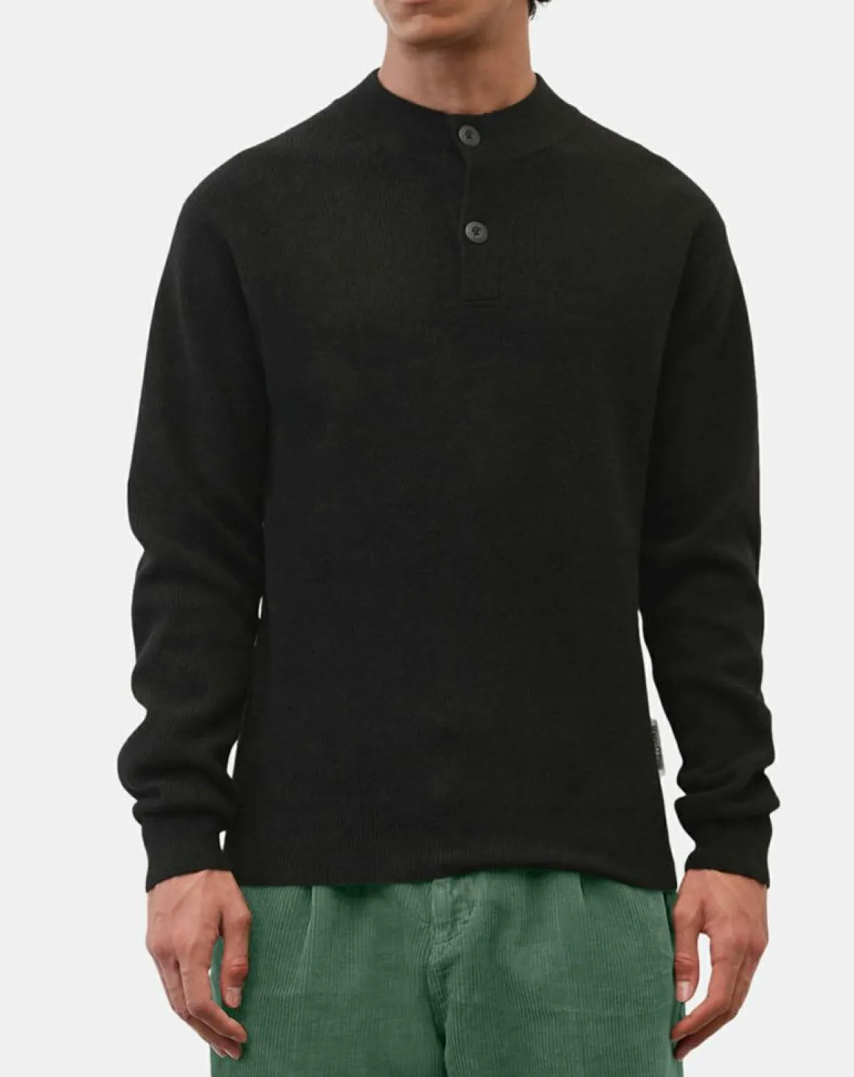 Pull en Laine & Coton à boutons noir-Marc O'Polo