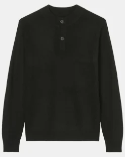 Pull en Laine & Coton à boutons noir-Marc O'Polo