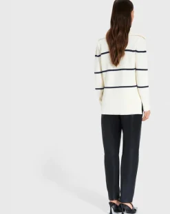Femme Zapa Pulls^Pull en Laine & Coton Nalanda rayures écru/marine