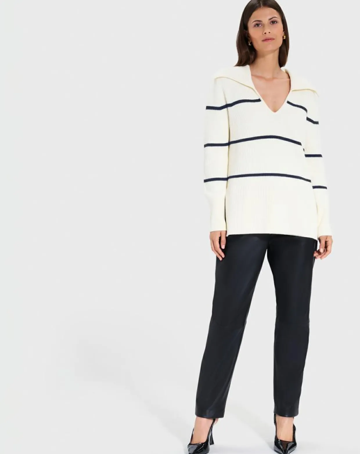 Femme Zapa Pulls^Pull en Laine & Coton Nalanda rayures écru/marine