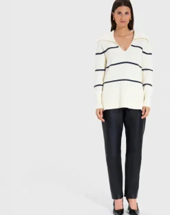 Femme Zapa Pulls^Pull en Laine & Coton Nalanda rayures écru/marine