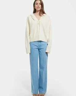 Pull en Laine & Coton Nicky ecru-Zapa Discount