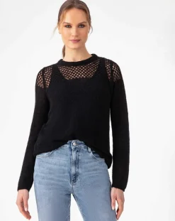 Pull en Laine & Mohair mélangés Cleo noir-Indies Sale
