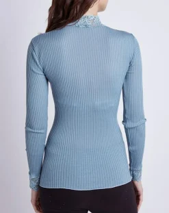 Pull en Laine & Soie Suzie bleu-Mare New