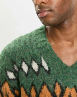 Homme Marc O'Polo Pulls^Pull en Laine, Alpaga & Mohair mélangés à motifs vert