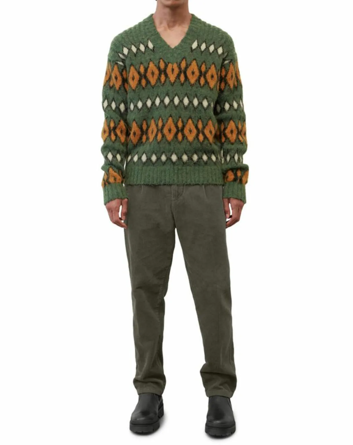 Homme Marc O'Polo Pulls^Pull en Laine, Alpaga & Mohair mélangés à motifs vert