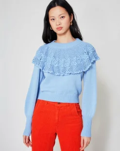 Pull en Laine mélangée Babydoll Rosalie bleu-Manoush Best