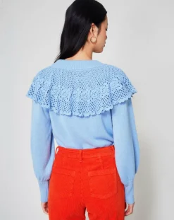 Pull en Laine mélangée Babydoll Rosalie bleu-Manoush Best