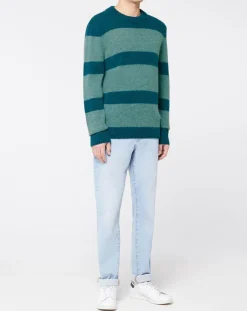 Pull en Laine mélangée Bold rayé bleu/vert-Galeries Lafayette New
