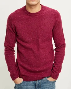 Homme Marc O'Polo Pulls^Pull en Laine mélangée chinée col rond bordeaux