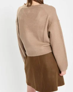 Femme Marc O'Polo Pulls^Pull en Laine mélangée col V marron clair