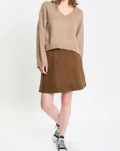 Femme Marc O'Polo Pulls^Pull en Laine mélangée col V marron clair