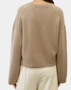 Femme Marc O'Polo Pulls^Pull en Laine mélangée col V marron clair