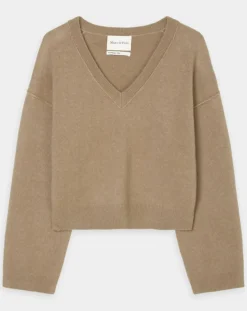 Femme Marc O'Polo Pulls^Pull en Laine mélangée col V marron clair