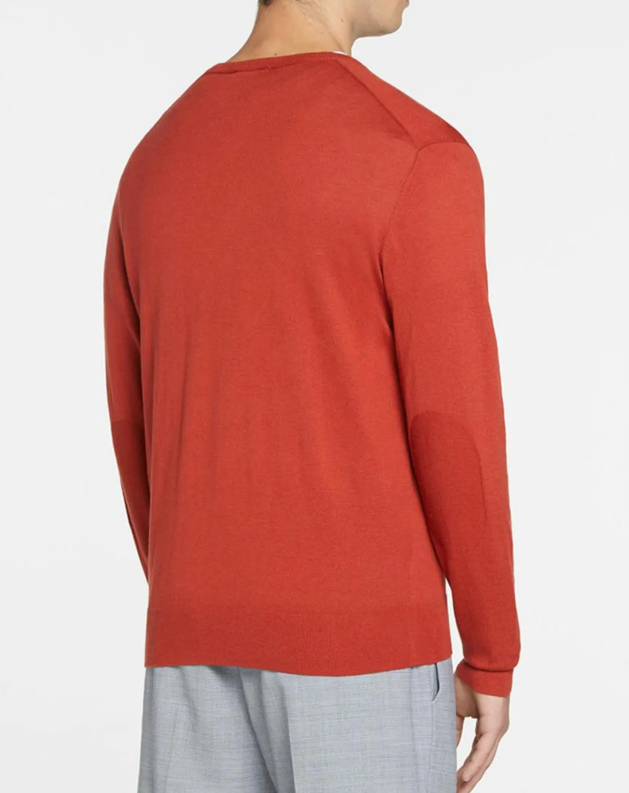 Pull en Laine mélangée col V coudières orange/rouge-Hackett London Clearance