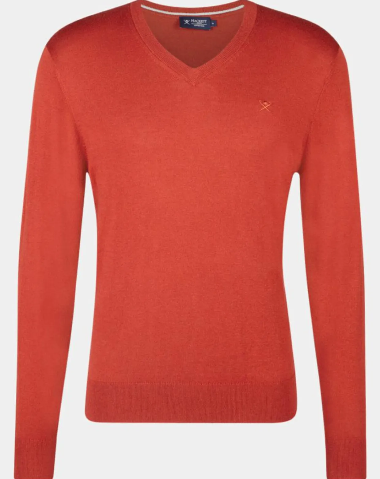 Pull en Laine mélangée col V coudières orange/rouge-Hackett London Clearance