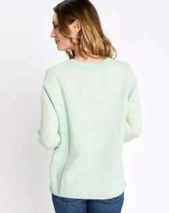 Femme Esprit Pulls^Pull en Laine mélangée cv crop vert d'eau