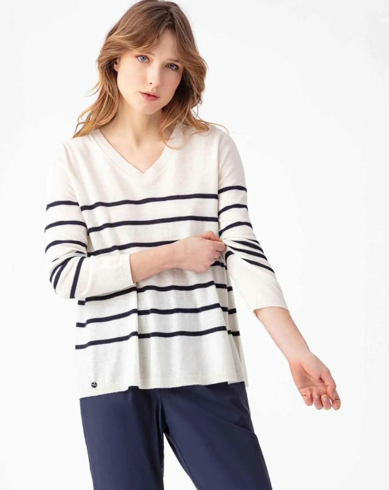 Pull en Laine mélangée Danae écru/marine-Indies