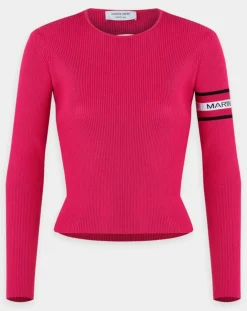 Femme Marine Serre Pulls^Pull en Laine mélangée Open-Back Ribbed rose fushia