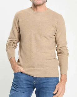 Pull en Laine, Soie & Cachemire col rond texturé beige-Hackett London Hot