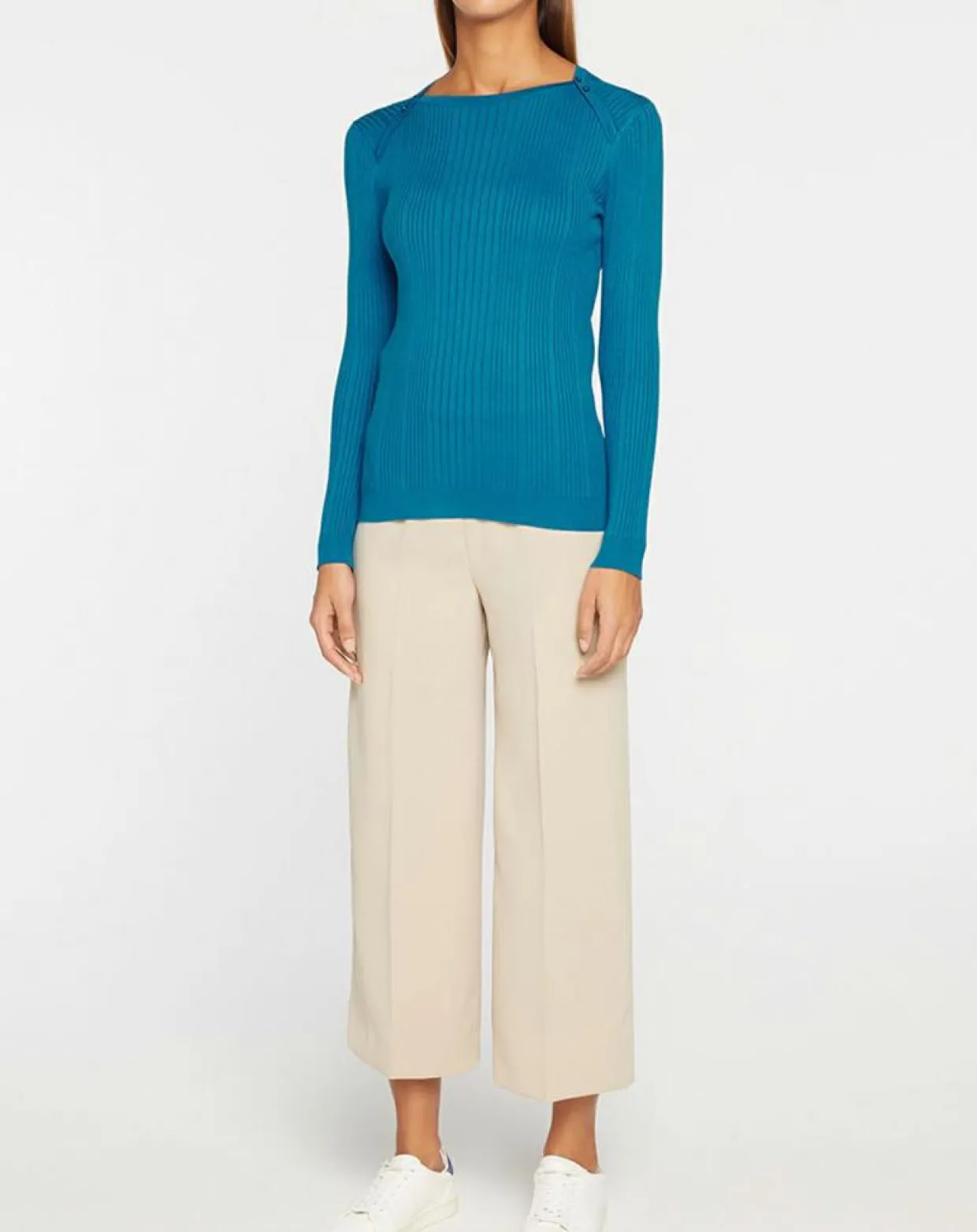 Pull en Maille côtelée col bateau Fya bleu moyen-Galeries Lafayette Hot