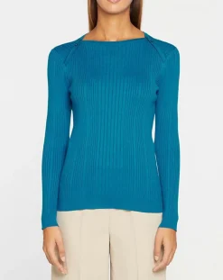 Pull en Maille côtelée col bateau Fya bleu moyen-Galeries Lafayette Hot