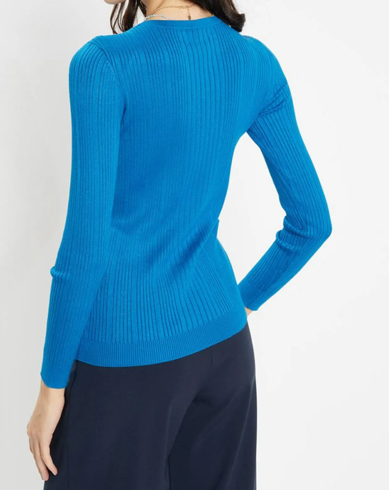 Pull en Maille côtelée col bateau Fya bleu moyen-Galeries Lafayette Hot
