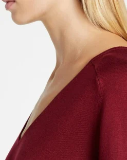 Pull en Maille fine col V Fya bordeaux-Galeries Lafayette Sale