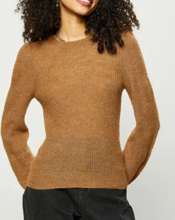 Pull en Maille mélangée torsades marron clair-Esprit Sale