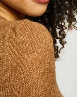 Pull en Maille mélangée torsades marron clair-Esprit Sale